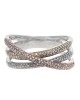 Pave Diamond Crossover Ring in White, Rose, and Yellow Gold
